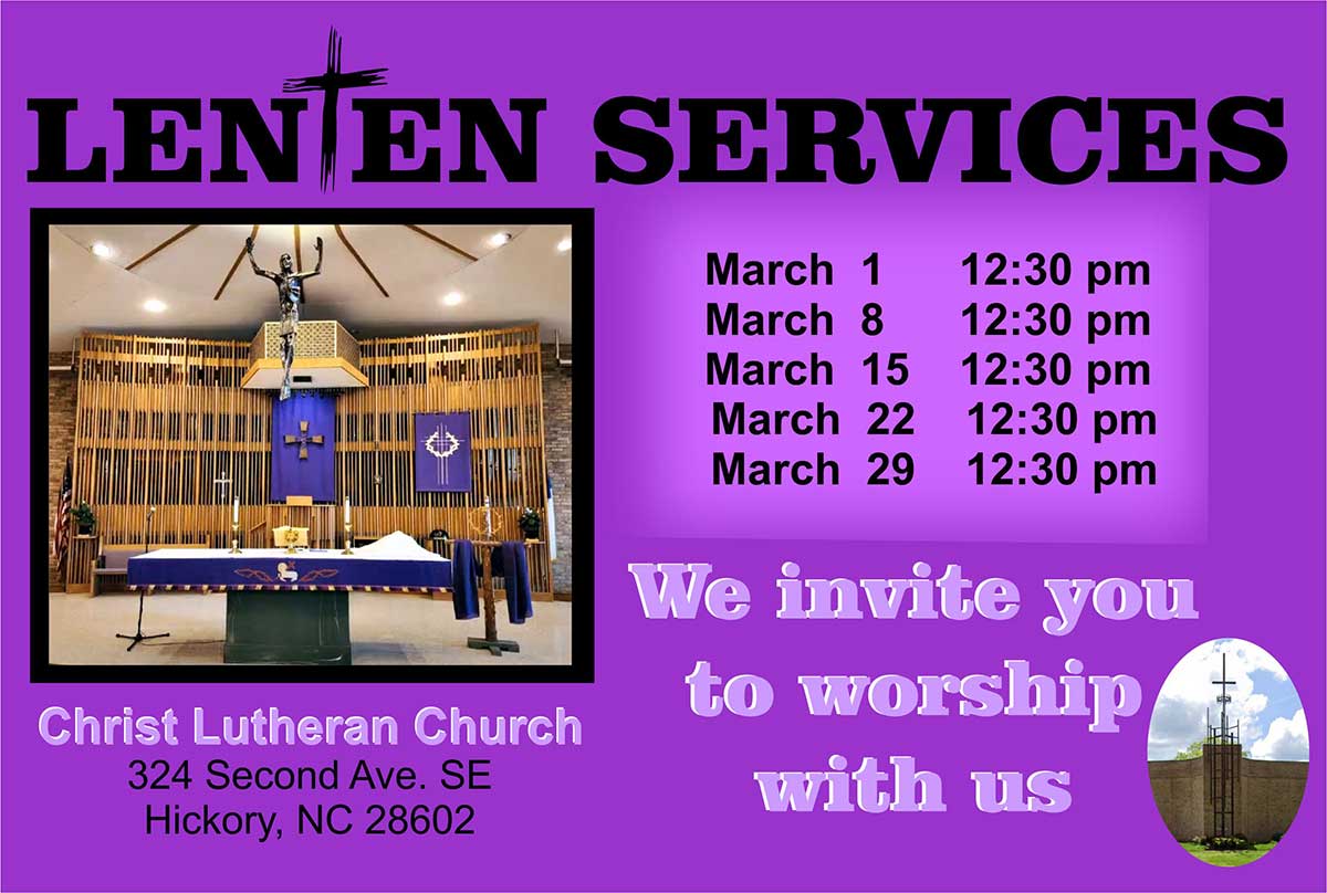 Christ Lutheran Church Lenten Services schedule