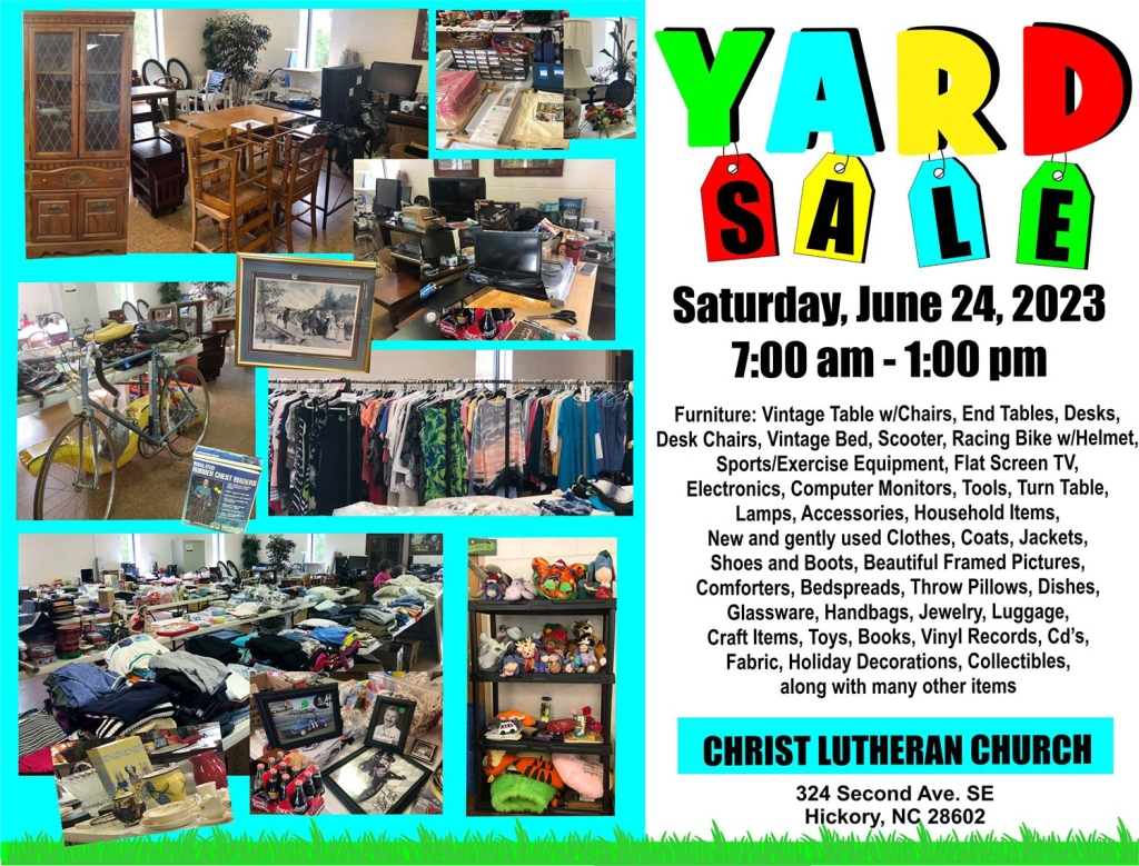 Yard Sale at Christ Lugheran Church, Hickory NC